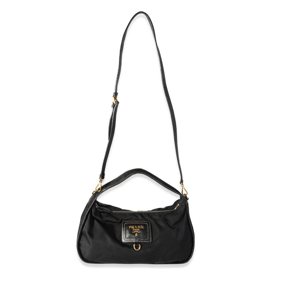 Prada Black Tessuto Nylon & Saffiano Leather Hobo - Picture 2 of 7